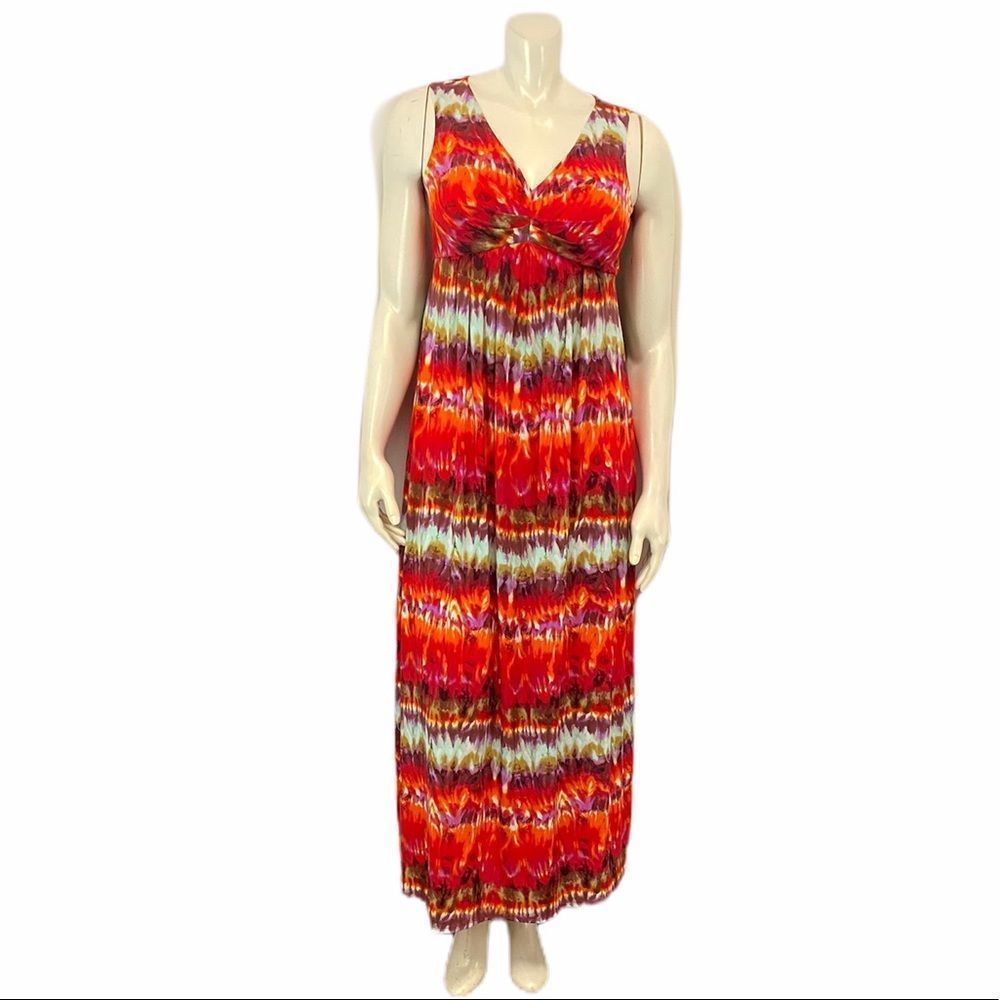 Chico Tie Dye Sleeveless Maxi Dress 0 Multicolor Summer Boho Bohemian Casual
